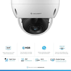 Amcrest 5MP POE-Kamera, POE-IP-IP-Sicherheitskamera im Freien, 5 Megapixel, 98 Fuß NightVision, 2,8-mm-Objektiv, IP67, IK10-Widerstand, MicroSD 256 GB (separat erhältlich), Cloud, Weiss, (IP5M-D1188EW-28MM)