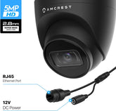 Amcrest 5MP UltraHD IP-Revolver-PoE-Kamera für den Außenbereich mit Mikrofon/Audio, 5MP, 98 Fuß NightVision, 2,8-mm-Objektiv, IP67 wetterfest, MicroSD-Aufzeichnung (256 GB) Schwarz IP5M-T1179EB-28MM
