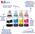 Epson Ecotank 102 Original Tintenflaschen | 4X Farb-Multipack - Schwarz, Cyan, Magenta, Gelb | Markenqualität Für Optimale Ergebnisse