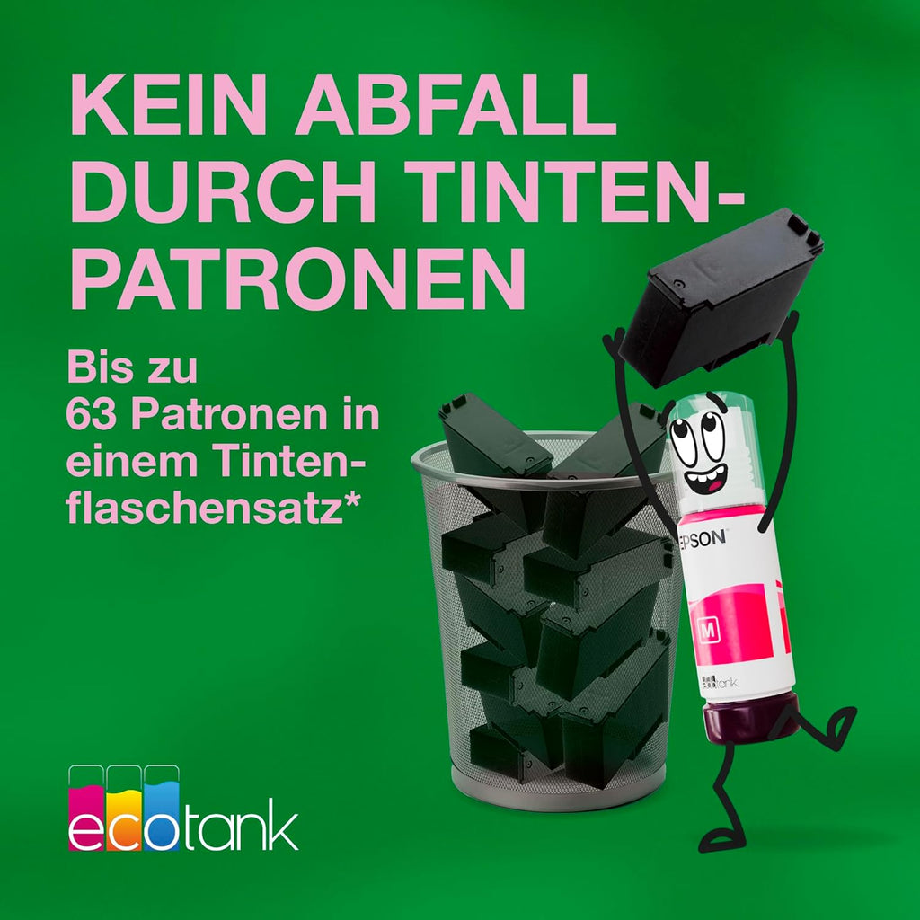 Epson Ecotank 102 Original Tintenflaschen | 4X Farb-Multipack - Schwarz, Cyan, Magenta, Gelb | Markenqualität Für Optimale Ergebnisse