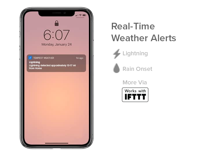 Sistema meteorológico Tempest con anemómetro integrado, pluviómetro y pronósticos meteorológicos precisos, inalámbrico, aplicación y activado por Alexa 