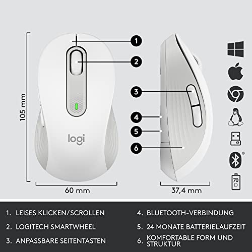 Logitech Signature MK650 Combo for Business, kabellose Maus und Tastatur, Logi Bolt, Bluetooth, SmartWheel, weltweit Zertifiziert, Windows/Mac/Chrome/Linux - Weiß