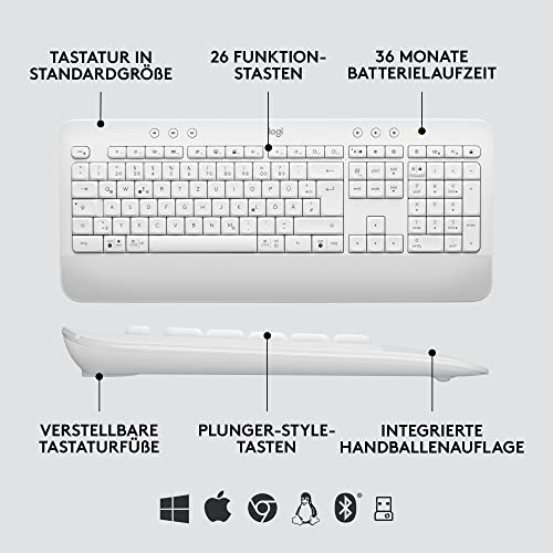 Logitech Signature MK650 Combo for Business, kabellose Maus und Tastatur, Logi Bolt, Bluetooth, SmartWheel, weltweit Zertifiziert, Windows/Mac/Chrome/Linux - Weiß