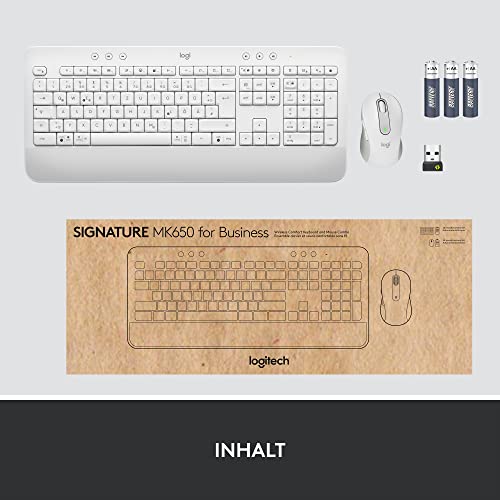 Logitech Signature MK650 Combo for Business, kabellose Maus und Tastatur, Logi Bolt, Bluetooth, SmartWheel, weltweit Zertifiziert, Windows/Mac/Chrome/Linux - Weiß