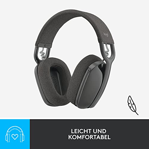 Logitech Zone Vibe Wireless Bluetooth Kopfhörer mit Mikrofon mit Geräuschunterdrückung, USB-A, USB-C, zertifiziert für Google Meet, Google Voice, Zoom, Mac/PC - Grau