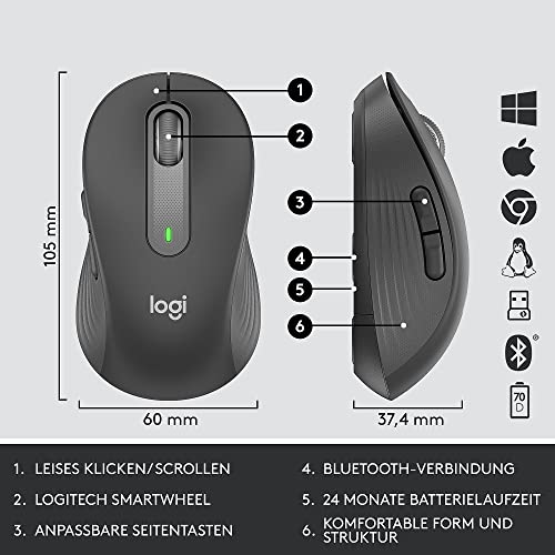 Logitech Signature MK650 Combo for Business, kabellose Maus und Tastatur, Logi Bolt, Bluetooth, SmartWheel, weltweit Zertifiziert, Windows/Mac/Chrome/Linux - Graphit