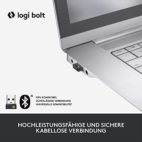 Logitech ERGO K860 for Business geteilte kabellose Tastatur – Ergonomisches Design, gesicherte Logi Bolt Technologie, Bluetooth, weltweit zertifiziert, Windows/Mac/Chrome/Linux, DEU QWERTZ - Graphit