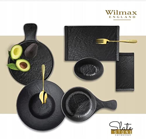 Wilmax WL-661132/A Porzellan Servierteller, Schwarz, 32.5cm L?nge, 10cm Breite