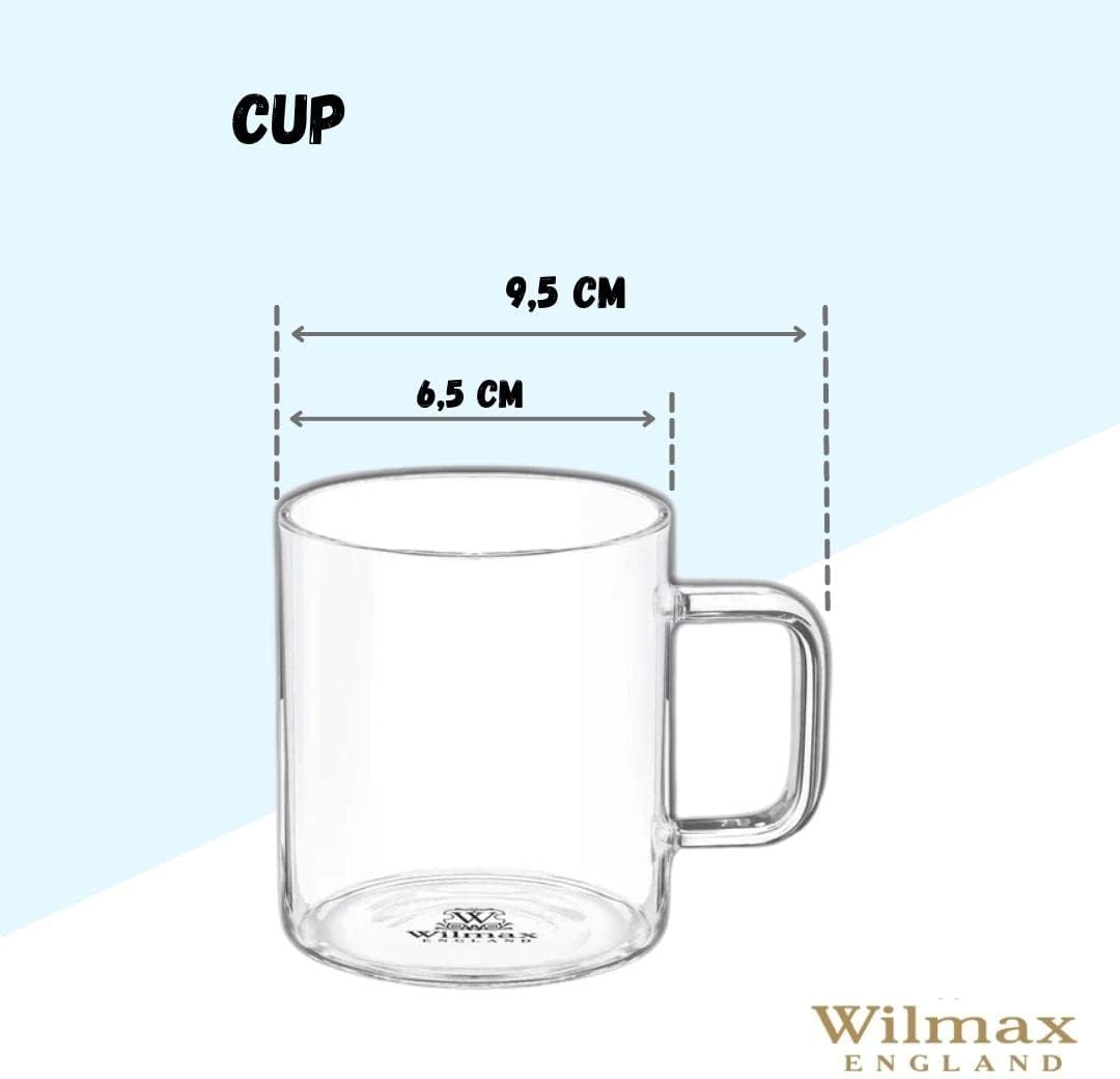 Wilmax Teegläser & Kaffeegläser mit Henkel | WL-888604/A6 | 6er-Set | 200 ml | Gläser für Heiß- & Kaltgetränke