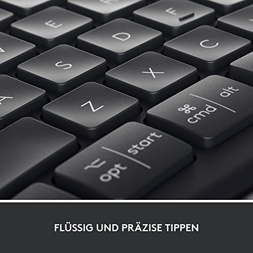 Logitech ERGO K860 for Business geteilte kabellose Tastatur – Ergonomisches Design, gesicherte Logi Bolt Technologie, Bluetooth, weltweit zertifiziert, Windows/Mac/Chrome/Linux, DEU QWERTZ - Graphit