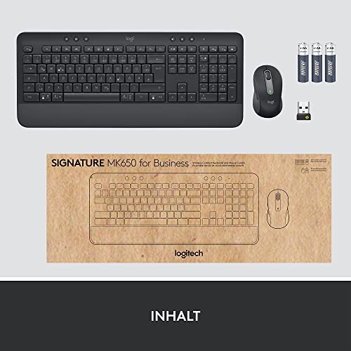 Logitech Signature MK650 Combo for Business, kabellose Maus und Tastatur, Logi Bolt, Bluetooth, SmartWheel, weltweit Zertifiziert, Windows/Mac/Chrome/Linux - Graphit