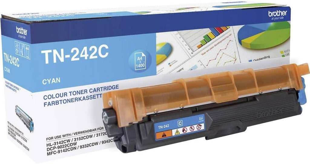 Brother TN242C Original Tonerkassette TN-242C Cyan (Für Brother HL-3142CW, HL-3152CDW, HL-3172CDW, DCP-9017CDW, DCP-9022CDW, MFC-9142CDN, MFC-9332CDW, MFC-9342CDW)