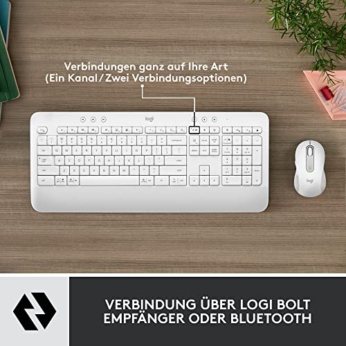 Logitech Signature MK650 Combo for Business, kabellose Maus und Tastatur, Logi Bolt, Bluetooth, SmartWheel, weltweit Zertifiziert, Windows/Mac/Chrome/Linux - Weiß