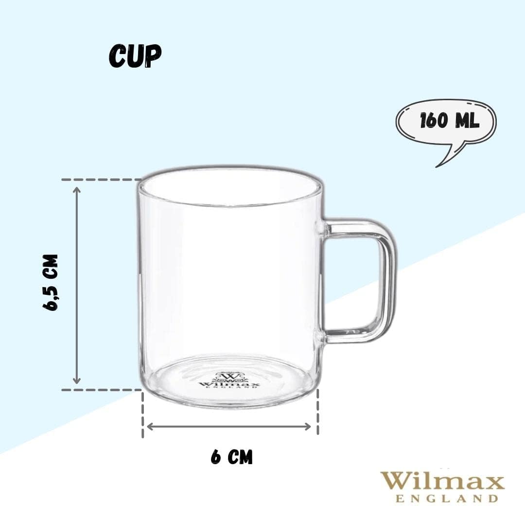 Wilmax England Teegläser WL-888603/A – 6er-Set, 160 ml, Borosilikatglas, Spülmaschinenfest