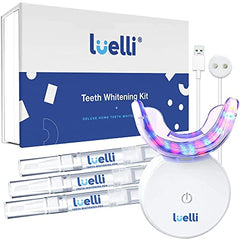 Kit de blanqueamiento dental Luelli con 32 luces LED | Blanqueador de dientes para dientes sensibles, seguro para esmalte, kit de blanqueamiento dental inalámbrico profesional con bandeja y (3) bolígrafo de gel blanqueador para el hogar, viajes