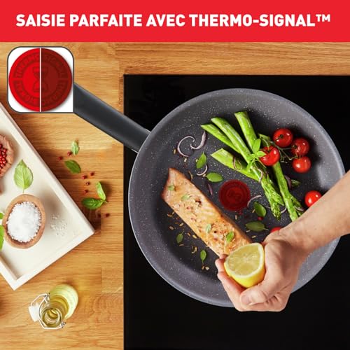 Sartén Tefal Natural On 26 cm, fácil de limpiar, señal térmica, horneado sano y seguro, embalaje respetuoso con el medio ambiente, fabricado en Francia, sartén de inducción G2800502