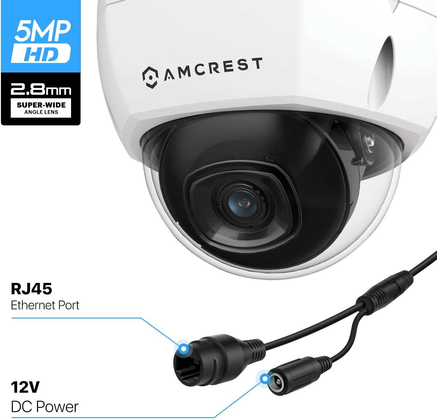 Amcrest UltraHD 4K (8MP) Outdoor Security POE IP Kamera, 3840 x 2160, 29,9 m Nachtsicht, 2,8 mm Objektiv, IP67 wetterfest, IK10 Vandalensichere Kuppel, MicroSD Aufnahme, Weiß (IP8M-2493EW)