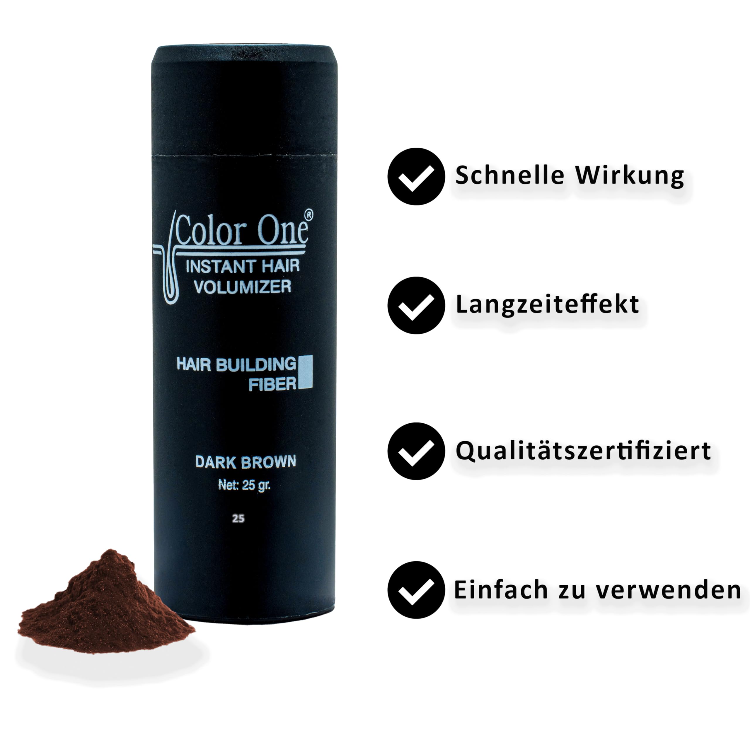 Color One Ansatzpuder wirkt sofort und st?rkt Ihre Haarfasern. Color One Streuhaar zur Haarverdichtung & vollem Haar in Sekunden. (Dunkelbraun)