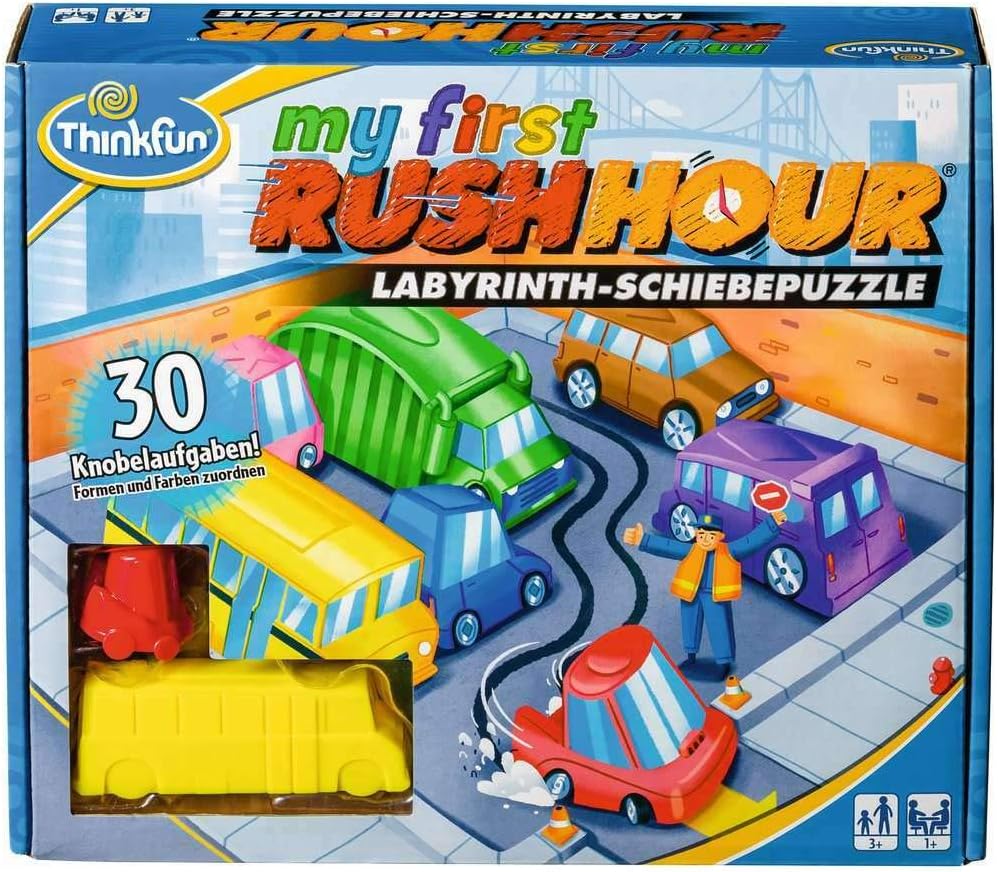 ThinkFun 76412 - My first Rush Hour - Das bekannte Stau-Spiel für Kinder ab 3 Jahren, Logikspiel für 1 Spieler, mit Aufgaben für Anfänger und Experten