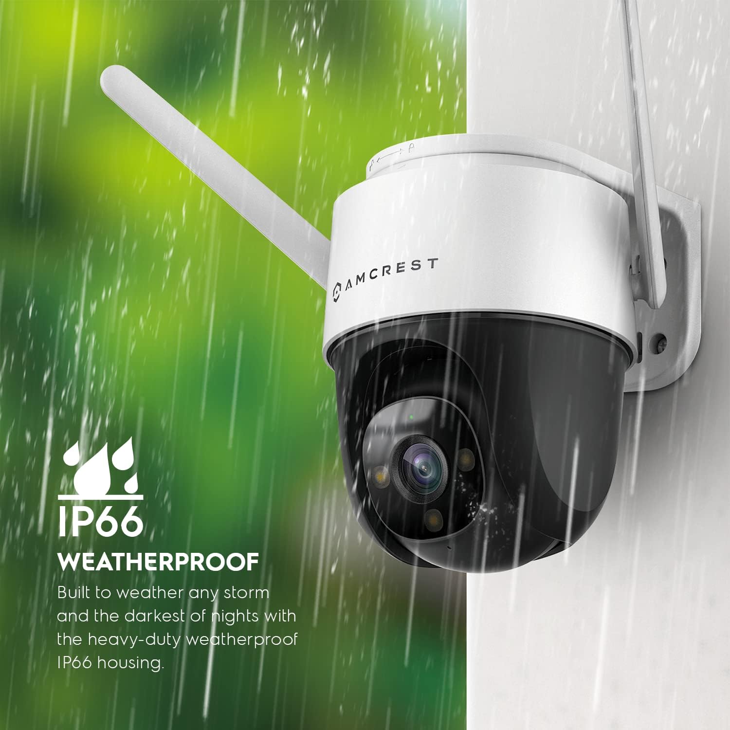 Amcrest 4MP Outdoor PT WiFi IP Kamera Pan Zoom (Digital 16x) SmartHome WiFi Kamera Sicherheit Speed Dome, motorisierte Neigung, 29,9 m Nachtfarbe, (2,4 GHz), 107º FOV, IP66, 4 MP, ASH47-W