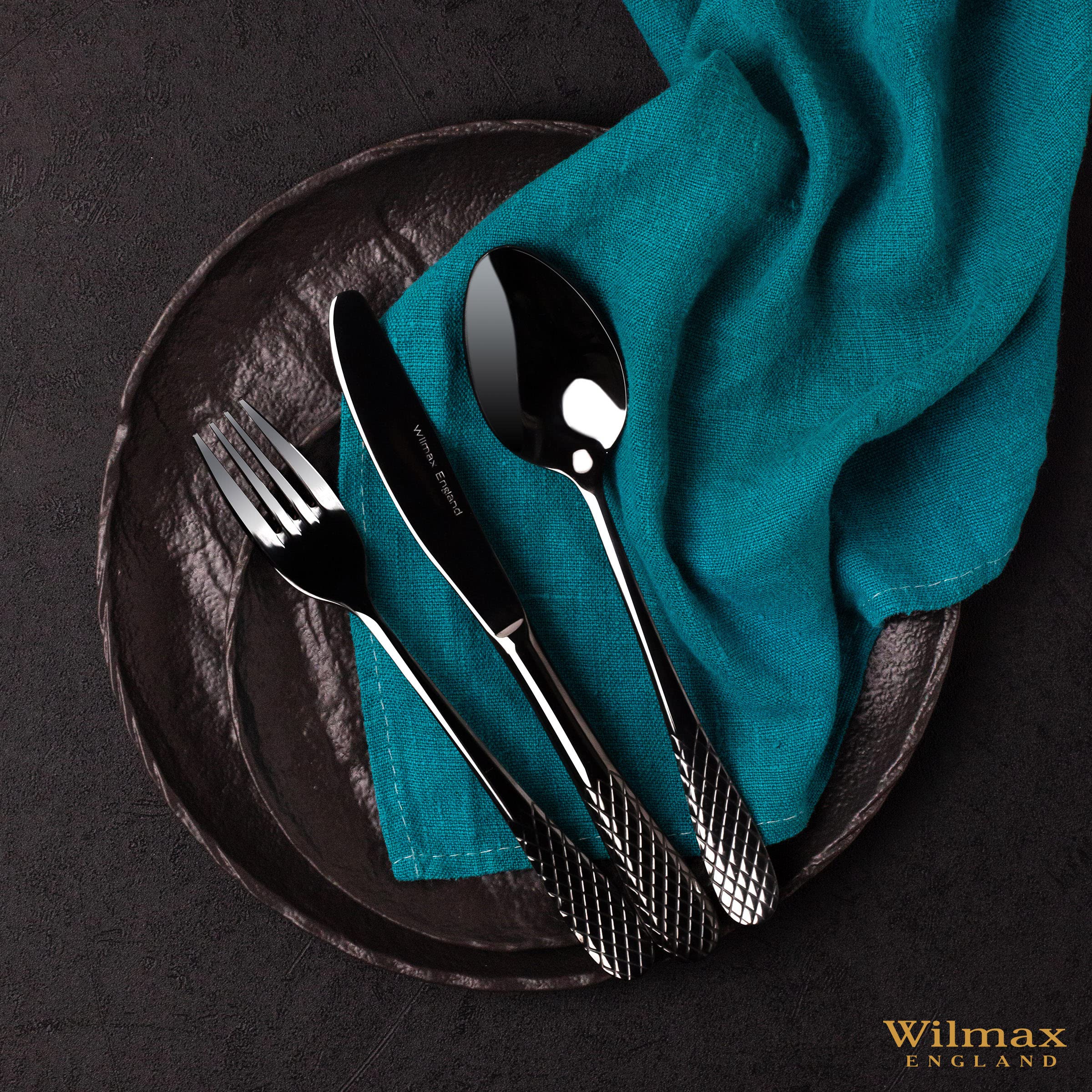 Wilmax WL-661126/A Porzellan Runde Platte, Schwarz, 25.5cm Durchmesser