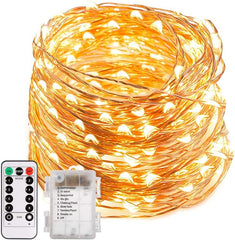 ERONS-200 LED Lichterkette, 20M 8 Modi IP65 Wasserdicht Kupferdraht Lichterkette Batterie, Lichterkette Außen mit Fernbedienung & Timer, Lichterketten für Zimmer,Weihnachten [Energieklasse A+++]