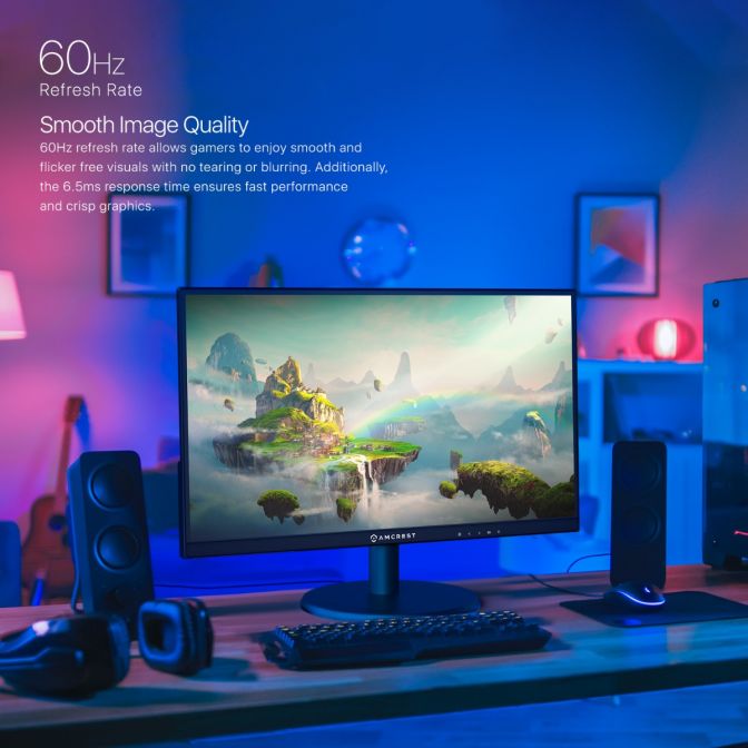 Amcrest 24/7 Überwachungs-Videomonitor, 22 Zoll PC Computer NVR/DVR Monitor, 1080p FHD 60Hz mit HDMI VGA, Mikro-Rahmendesign, W-LED für Home Office, Monitor AM-LM22