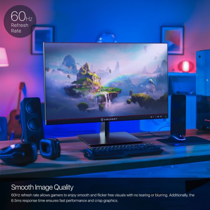 Amcrest 24/7 Surveillance Video Monitor, 24 inch PC Computer NVR/DVR Monitor, 1080p FHD 60Hz with HDMI VGA, Micro Bezel Design, LED for Home Office, Monitor AM-LM24