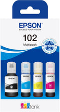 Epson Ecotank 102 Original Tintenflaschen | 4X Farb-Multipack - Schwarz, Cyan, Magenta, Gelb | Markenqualität Für Optimale Ergebnisse